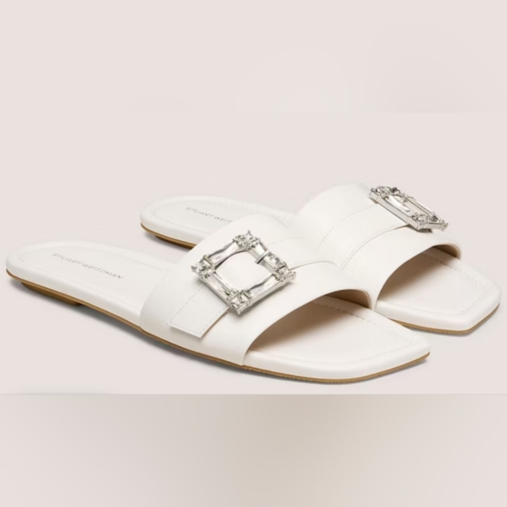 Stuart Wistzman June Women's White Slide Sandals